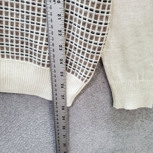 VINTAGE Man Dolfin Men Sweater White Wool Blend Long Sleeve Crew Neck READ - Picture 5 of 10